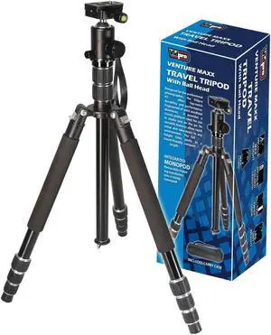 Vidpro VentureMaxx AT-77 Professional 77-Inch Aluminum Travel Tripod and Monopod in One with Ball Head - Compact and Lightweight Complete Tripod Unit with Quick-Release Plate Comes with Carrying Case