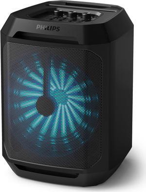 Philips Bluetooth Party Speaker, Dynamic Bass Boost, Bluetooth and Aux-in, Karaoke Microphone Input, Wireless pairing for stereo sound, Up to 7 Hours battery, Built-in carry handle, USB-C TAX2208