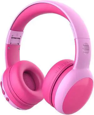 gorsun Bluetooth Kids Headphones with Microphone,Children's Wireless Headsets with 85dB Volume Limited Hearing Protection,Stereo Over-Ear Headphones for Boys and Girls (Pink)