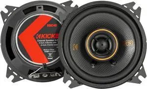 KICKER 51KSC404 Coaxial Speaker System, 2-Way Design, One (1) Pair, 4" (100mm) Polypropylene Woofer/Midrange, 1/2" (13mm) Silk-Dome Tweeters, 75 Watts RMS, 150 Watts Peak