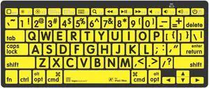 Logickeyboard BT Wireless with Large Print  for iPad and Mac  Black Letters on Yellow Keys  p/n LKBU-LPBY-BTON-US