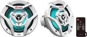 JVC CS-DR621MWL 6.5 Inch Car & Marine, Motor Sports, Car Audio Stereo 2- Way Speakers with Cool Built in RGB LED Lights, Weatherproof IPX5, 260 Watts, UV Protected Grills Included - White