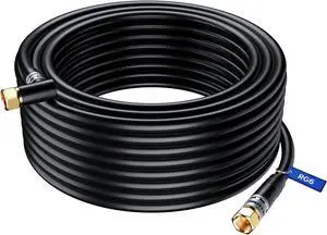 RG6 COAXIAL Cable with 90-Degree Angled Connector - 100ft / Black - Triple Shielded, Non-Oxygen Copper Cable Wire for TV, Internet & More - Flexible Coax Cable Cord