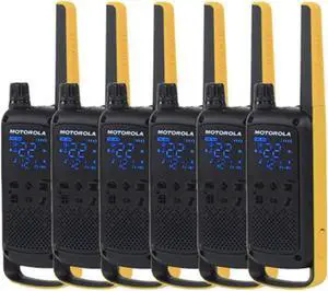 Motorola Talkabout T470 Two Way Radio 6-Pack Walkie Talkies Black/Yellow 22 Channels License Free