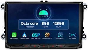 XTRONS Car Stereo for VW Volkswagen EOS Golf, Android 12 Octa Core 8GB+128GB Car Radio, 9" QLED IPS Touch Screen GPS Navigation for Car Bluetooth Head Unit Built-in DSP Car Play Android Auto 4G LTE