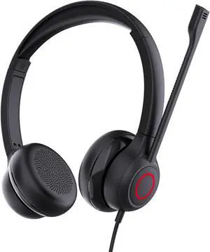 VoicePro 80 Office USB Wired Headset with Teams Focus Busy Light, Noise Canceling Microphone and in-line Call Control - Compatible With ALL Call Platforms (USB-A and USB-C for Computer and Cell Phone)