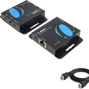 OREI 1080p HDMI Extender Over Single Cat5/6 with 2-Pack 6ft HDMI Cable with IR & Loop Out Function up to 164 Ft