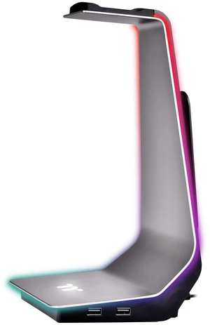 Thermaltake Argent HS1 RGB Gaming Headset Stand with 3.5mm AUX and 2 USB Ports, Aluminum Headphone Holder Hanger Rack, sync Lighting Effects TT RGB Plus Products. GEA-HS1-THSSIL-01 Thermaltake Argent HS1 RGB Gaming Headset Stand with 3.5mm AUX and 2 USB Ports, Aluminum Headphone Holder Hanger Rack, sync Lighting Effects TT RGB Plus Products. GEA-HS1-THSSIL-01