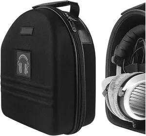 Geekria Shield Case for Large-Sized Over-Ear Headphones, Replacement Protective Hard Shell Travel Carrying Bag with Cable Storage, Compatible with Audio-Technica ATH-AD990X, AKG K701 (Black)