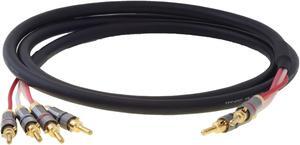 Blue Jeans Cable Canare 4S11 Speaker Cable, with Ultrasonically-welded Bi-Wire Terminations (One Cable - for one Speaker); Assembled in The USA (8 foot, Two Bananas to Four Bananas, Black)