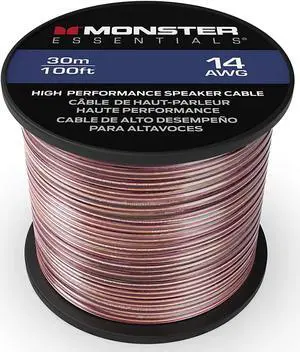 Monster XP Copper Clad Aluminum (CCA) Speaker Wire 14 Gauge Cable 100 FT Spool - Ideal for Home Cinema Cables and Car Audio Cable