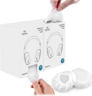 Geekria 100 Pairs Disposable Headphone MRI Headset Covers with Dispenser Box, Stretchable Sanitary Ear Pads Covers, Hygienic Ear Cushion Protector for Medium-Sized Earpiece (2 Boxes/M/White)
