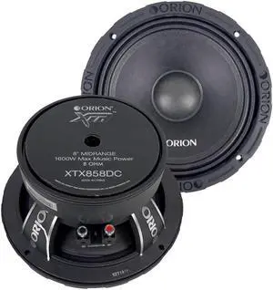 ORION XTR XTX858DC High Efficiency 8 Mid-Range Dust Cap Loudspeakers, 1600W Max Power, 400W RMS, 8 Ohm, 2 Voice Coil - Pro Car Audio Stereo, Midrange Speakers (Pair)