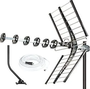 Five Star Upgraded 200 Miles Long Range High-Performance HDTV VHF UHF Outdoor Antenna with 27 mounting Pole Support ATSC 3.0 and 4K
