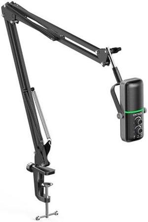 CMTECK USB Microphone with Mic Stand, Gaming Microphone Set, Click-to-Mute Sensor, Omnidirectional & Cardioid Polar Pattern, Three Sound Mode, Gradient RGB Light, Great for Streaming Podcasting