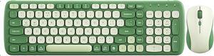 2.4G Wireless Keyboard Mouse Combo, USB Plug and Play,Multimedia, Ergonomic Thin Design Computer Soft Typing Keyboard with Mice Set (Green)