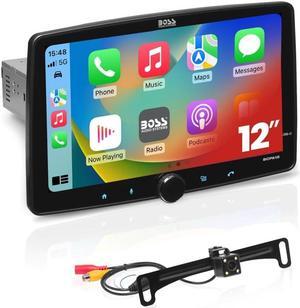 BOSS Audio Systems 12 Inch Single Din Car Stereo with Apple CarPlay, Android Auto + Backup Camera