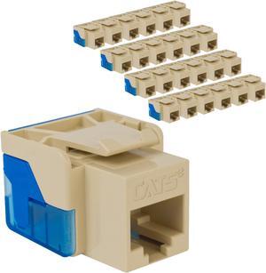 ICC CAT5e Keystone Jack for EZ Style Wallplate or Patch Panel - RJ45 - UL Listed Ethernet Cable Connector - PoE++ Rated - Compatible with JackEasy Termination Tool - Ivory, 25-Pack