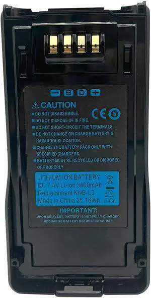 Amazingxiax KNB-L3 KNB-L2 KNB-L1 3400mAh Li-ion Battery Compatible for Walkie Talkie TK-5230 TK-5330 TK-5430 NX-5000 NX-5200 NX-5300 NX-5400 VP5230 VP5330