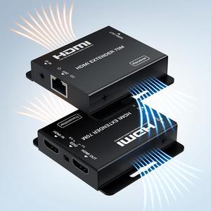 BolAAzuL 4K HDMI Extender over Cat6/7, 70M HDMI to Ethernet Extender Kit (TX and RX) 4K@30Hz with HDMI Loopout, EDID & IR, Lossless Trans Flexible Distance 230ft for PS4 HDTV Firestick PC