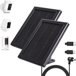 BOBUY Solar Panel Charger for Ring Cameras, 5V Solar Charger, Compatible with Ring Spotlight Cam/Ring Stick Up Cam and Outdoor Wireless Security Camera/Doorbell Batteries, 16.4ft Cable (2 Pack, Black)