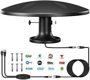 Outdoor TV Antenna Amplified Digital HD TV Antenna with Long Range Reception, Easy Installation - for Camper, RV Trailer Truck Caravan Boat Big (Black)