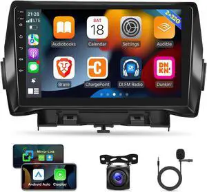[2G+32G] Android Car Radio for Ford Escape Kuga 2013-2019, 9 inch Touch Screen Car Stereo, Carplay/Android Auto/1080P/Bluetooth/WiFi + AHD Backup Camera + MIC