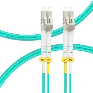FLYPROFiber- LC to LC Fiber Patch Cable OM3 2M/7ft, Length Options: 0.2m-200m, 10GB/40GB Multimode Duplex 50/125um Fiber Optic Cable Cord LSZH-2Meter(7ft), 4pack