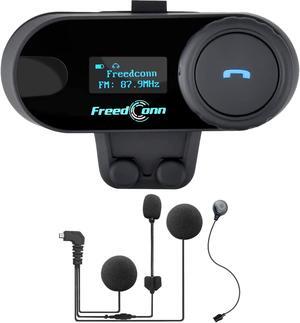 FreedConn 1pcs TCOM-SC Bluetooth Motorcycle Headset,2-3 Riders Helmet Bluetooth Intercom, Universal Communication Systems with Music Sharing/LCD Screen/FM Radio/Mobile phone/GPS/Waterproof