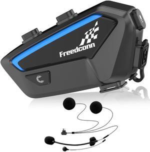 FreedConn FX 10 Riders Motorcycle Bluetooth Headset with Music Sharing, Helmet Bluetooth Intercom with Noise Cancellation/FM Radio/IP67/Ultra-Thin Body, Universal Communication Systems for Motorbike