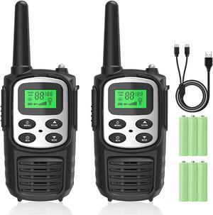 Rechargeable Walkie Talkies,Fvamom Walkies Talkies for Adults with 22 Channels,Long Range Walkie Talkies with NOAA Weather Channels,VOX LCD Display LED Flashlight for Hiking Camping Trip(Silver)