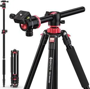 GEEKOTO Aluminum Camera Tripod with 360-Degree Ball Head and Rotatable Center Column, for DSLR and Video Camcorder, 75-Inch Professional Tripod for Travel and Work