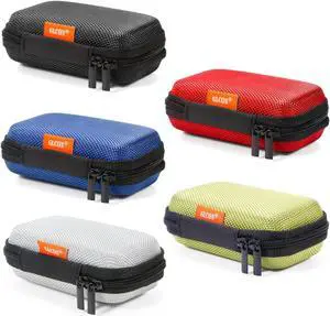 5 Colors Small Case for Earbuds, Charger, Cable, Electronics - Cute Square Size Carrying Case Storage Pouch