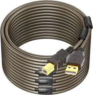 GOSYSONG Printer USB Cable 100ft, USB 2.0 Type A to Type B Printer Cord, High Speed Active USB 2.0 Type B Printer Cable,Printer USB Cable Compatible with HP, Canon, Dell, Epson, Xerox