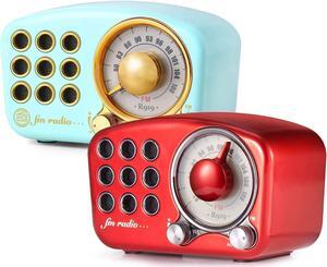 Greadio Retro Bluetooth Speaker, Vintage Radio FM Radio with Old Fashioned Classic Style, Strong Bass Enhancement, Loud Volume, Bluetooth 4.2 Wireless Connection, TF Card and MP3 Player (Blue+Red)