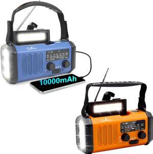 10000mAh Blue Crank Solar Emergency Weather Radio + 10000mAh Orange Crank Solar Emergency Weather Radio