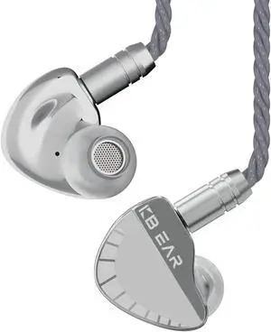 KBEAR Qinglong in Ear Monitor Headphones,10mm HD Double-Layer Composite Diaphragm in-Ear HiFi Metal Earphones CNC Aluminum Alloy Mirror Faceplate, 2 Pin Detachable Cable (Without Mic, Silver)
