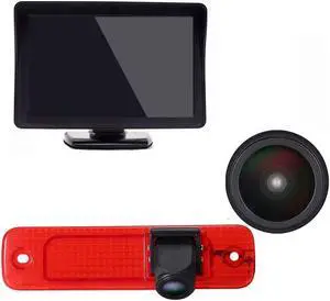 Car Third Roof Top Mount Brake Lamp Camera Brake Light Rear View Backup Camera for Ford Transit Hecktur Transporter Van 3 Bj 04.2006-01.2009 (NO.1 Backup Camera+4.3 inch Monitor)