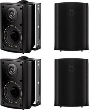Herdio 4 Inch Outdoor Speakers with Bluetooth 4 Channel Amplifier for Indoor Outdoor Patio,Deck, Waterproof Wall Mount System (4 Speakers)