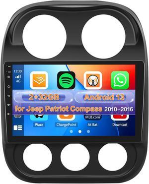 [2+32G] Hikity Android Radio Carplay for Jeep Compass/Patriot 2010-2016 with Wireless Android Auto, 10.1 Inch Touchscreen Car Stereo with GPS Navigation WiFi BT FM Backup Camera