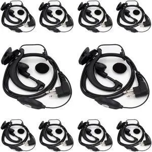 KENMAX® G Shape Ear Hook Earpiece Headset with PTT Mic for Motorola GP2100 CLS1413 SU210 MV21C CP150 PRO1150 VL130 (Pack of 10)