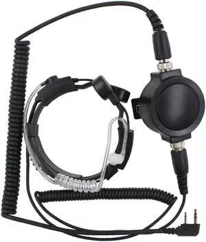 KENMAX Military Covert Grade Tactical IP54 Waterproof PTT Anti-Noise Telescopic Throat Mic Earpiece Headset for ICOM Radio IC-F10 IC-F1020 IC-F11 IC-F11S IC-F12N IC-F12SN