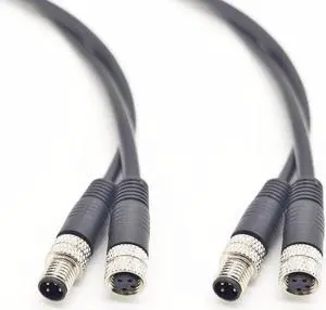 Keisnoaja 2 Pcs M8 4 Pin Serial Cable 180 Degree Male to Female Plug Connector, Waterproof Connector (2M) Keisnoaja 2 Pcs M8 4 Pin Serial Cable 180 Degree Male to Female Plug Connector, Waterproof Connector (2M)