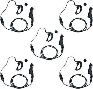Klykon APX 6000 Earpiece,G Shape Surveillance Headset with Mic Ptt for Motorola Xpr 7550e Xpr 7550 Xpr 6550 APX 8000 Xpr 7580 2 Way Radio Walkie Talkie,5 Packs