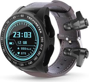 Generic KORONA Wearbuds W26 Smart Watch with Wireless Earbuds, 2 in 1 Wtach with Earbuds Fitness Tracker, Sleep Monitor, Sports Smartwatch Long Time Standby, Gift for Men, Black, MIDDLE