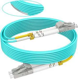 OPTFOCUS Fiber Optic Cable, LC to LC Fiber Patch Cable SFP Fiber Optic Cable Cord LSZH Multimode Armored OM3 Duplex Length of 50 m