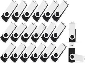 USB Flash Drive 4GB 20 Pack,MAKACTUA USB 2.0 Flash Drives Thumb Drive Swivel Memory Stick Jump Drive Pen Drive Zip Drive Black