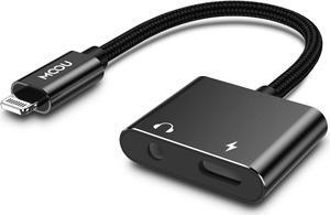 MOOU iPhone Splitter Audio and Charge Adapter [Apple MFi Certified] 2 in 1 Lightning to 3.5mm Headphones Jack + Charger Adapter for iPhone 14/14 Pro/13/13 Pro/13 Pro Max/12/12 Mini/11/11 Pro/X/XS/SE