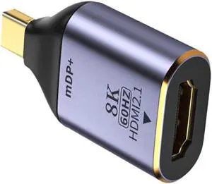 NFHK Mini DisplayPort 1.4 Source to HDMI 2.0 Display 8K 60hz UHD 4K Mini-DP to HDMI Male Monitor Adapter Connector