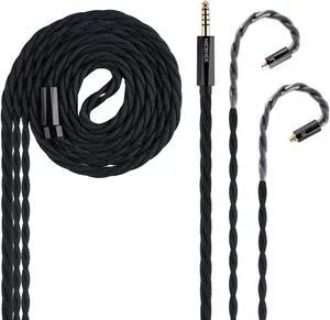 NICEHCK MeetEva IEM Cable, Silver Plated Copper Alloy Earbuds Upgrade Cords, Silver Plated OFC in Ear Monitor Cables for Audiophile Musician Replacement Cord (4.4mm with MMCX)